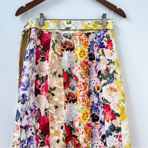 NWOT Zimmermann Wonderland floral-print wrapped linen skirt 0 - Picture 6 of 16